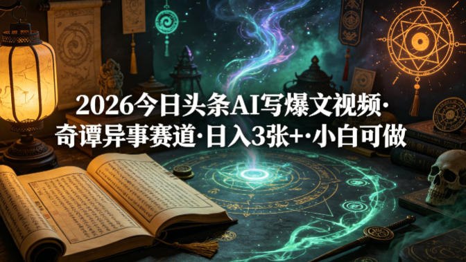 📌 #今日头条  | 活动线报 · 返佣平台✍️ 《2026今日头条AI写爆文视频 奇谭异事赛道 日入3张+ 小白可做》📖 项目介绍：每天不需要太多时间就可以制作完成，熟练之后可以批量起号矩阵操作