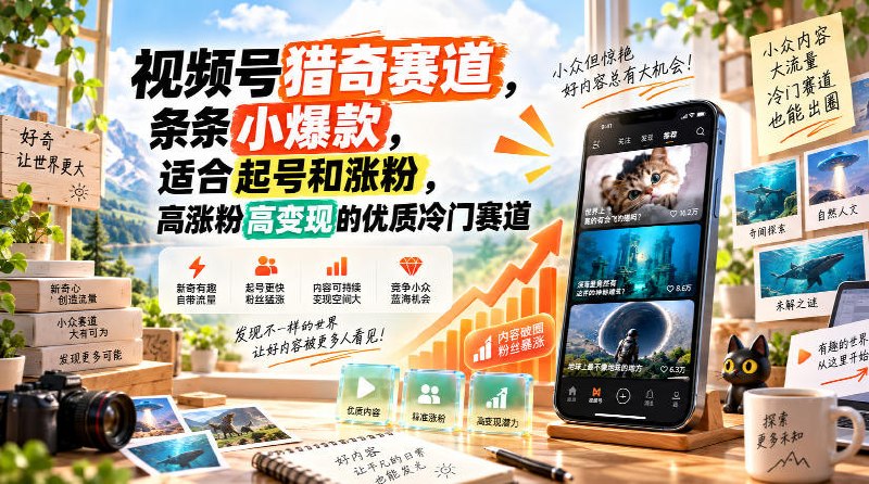 📌 #视频号  | 活动线报 · 返佣平台✍️ 《视频号猎奇赛道，条条小爆款，适合起号和涨粉，高涨粉高变现的优质冷门赛道》📖 项目介绍：当下新手零门槛起号、高涨粉、高变现的优质冷门赛道