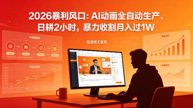 📌 #短视频 ✍️ 《2026暴利风口 AI动画全自动生产 日耕2小时 暴力收割月入过1W》📖 项目介绍：只需2小时，即可批量产出16:9超清动画视频，通杀抖音、视频号、课件代做等高价赛道