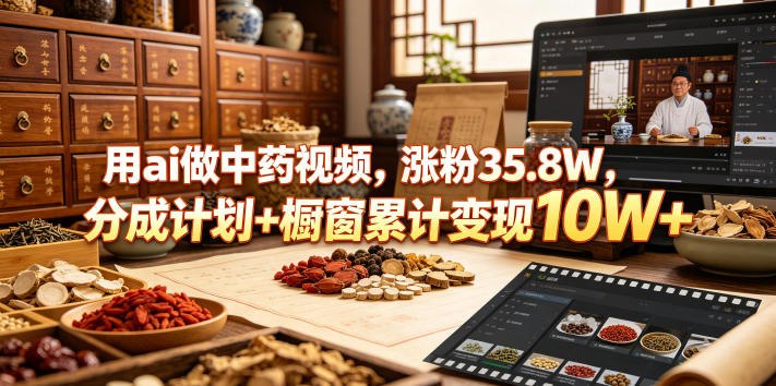 📌 #短视频  | 活动线报 · 返佣平台✍️ 《用ai做中药视频 涨粉35.8W 分成计划+橱窗累计变现10W+》📖 项目介绍：这个玩法是我今天刷到的，然后对比了一下看看收益还是可观的，大家有需要可以学习一下